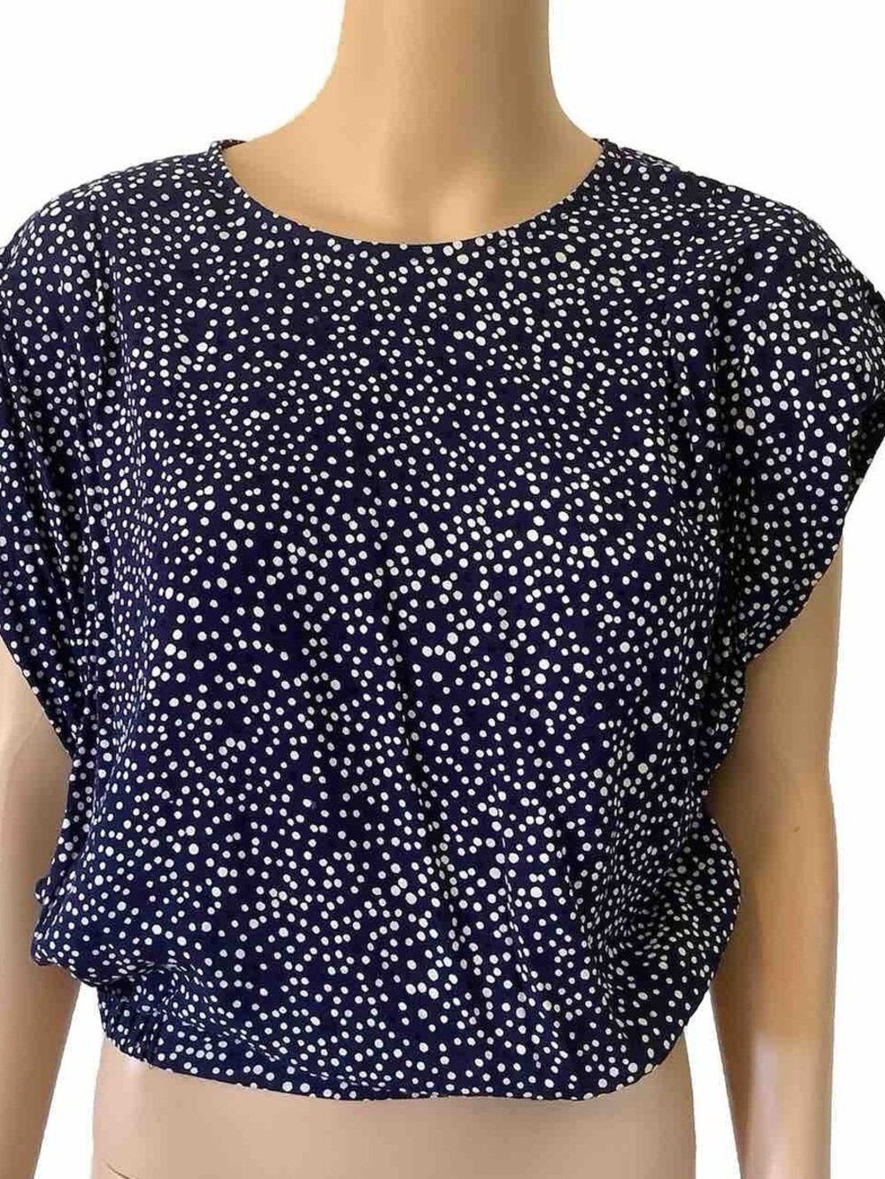 Express Navy Blue Polka Dot Crop Top
